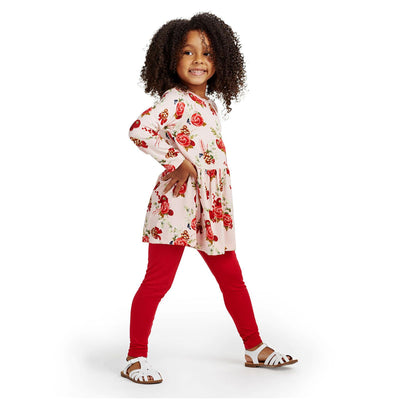 Kickee Pants Long Sleeve Playtime Outfit Set: Baby Rose Holiday Floral