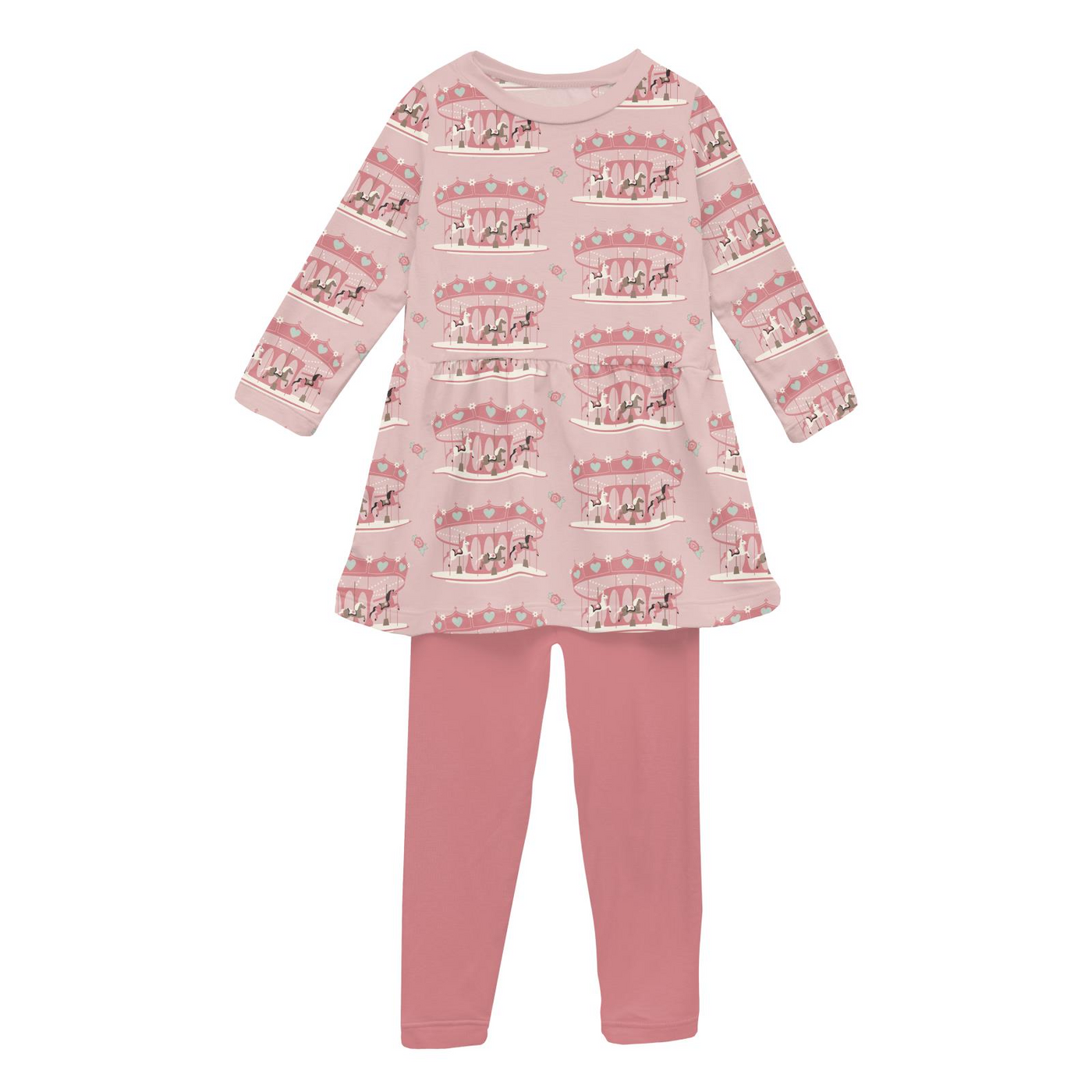 Kickee Pants Playtime Outfit Set: Baby Rose Fair Carousel