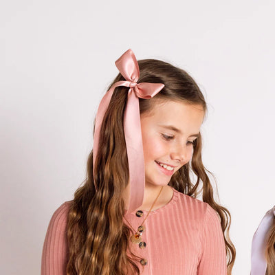 Lou Lou and Company Satin Bow - French Pink Sash Clip - Large (4.5x10")
