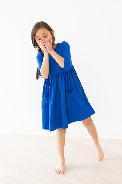 Mila & Rose:  Royal Blue 3/4 Pocket Twirl Dress SHIPS SEPARATELY