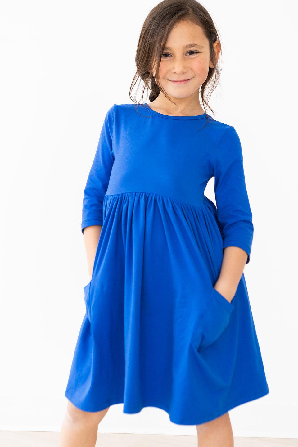 Mila & Rose:  Royal Blue 3/4 Pocket Twirl Dress SHIPS SEPARATELY
