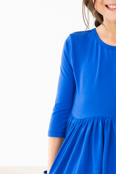 Mila & Rose:  Royal Blue 3/4 Pocket Twirl Dress SHIPS SEPARATELY