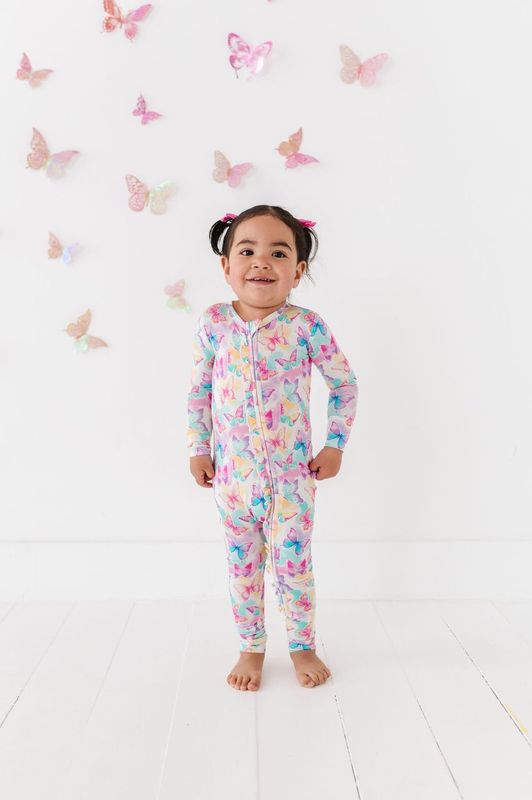 Birdie Bean Ruffle Convertible Romper: Dahlia