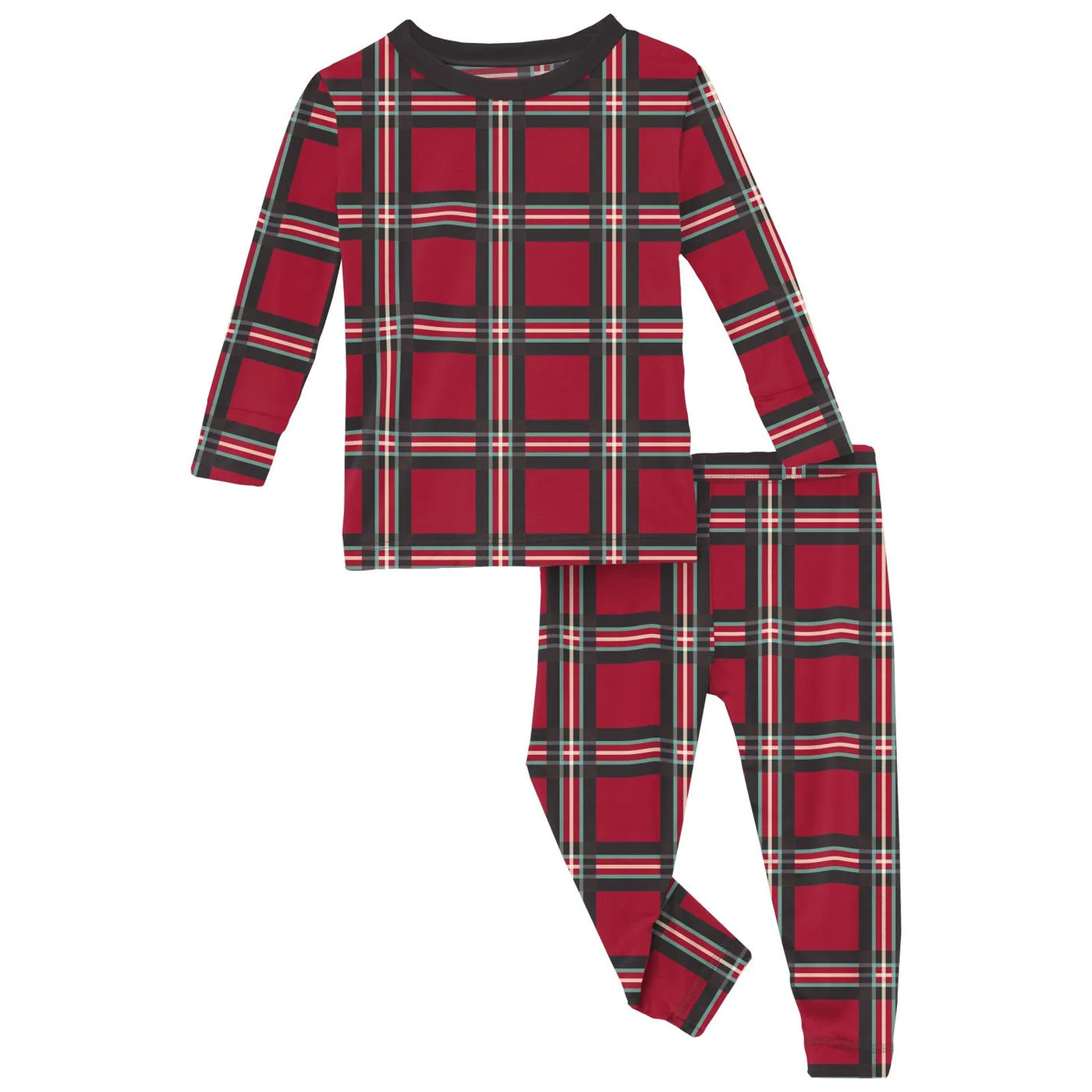 Kickee Pants Long Sleeve Pajama Set: Classic Holiday Plaid