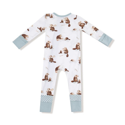 Angel Dear 2 Way Zipper Romper: Baby Beavers