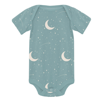 Kickee Pants Short Sleeve One Piece: Jade Starry Sky & Moon