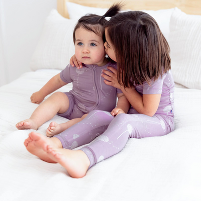 Kickee Pants Pajama Set: Lavender Dandelion Wish