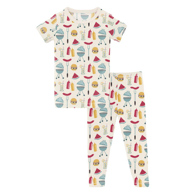 Kickee Pants Pajama Set: Natural BBQ