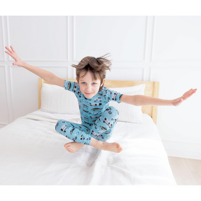 Kickee Pants Pajama Set: Seaside Blue On the Way
