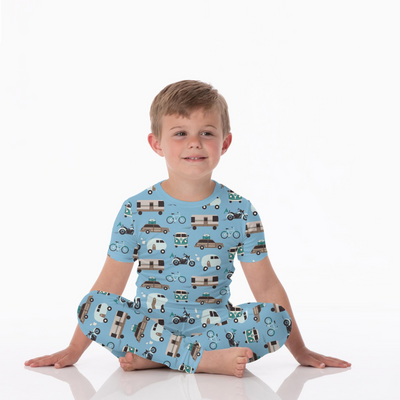 Kickee Pants Pajama Set: Seaside Blue On the Way