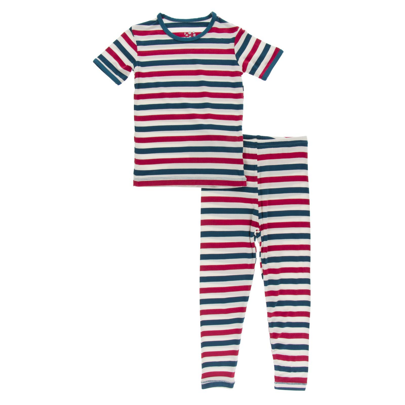 Kickee Pants Short Sleeve Pajama Set: USA Stripe