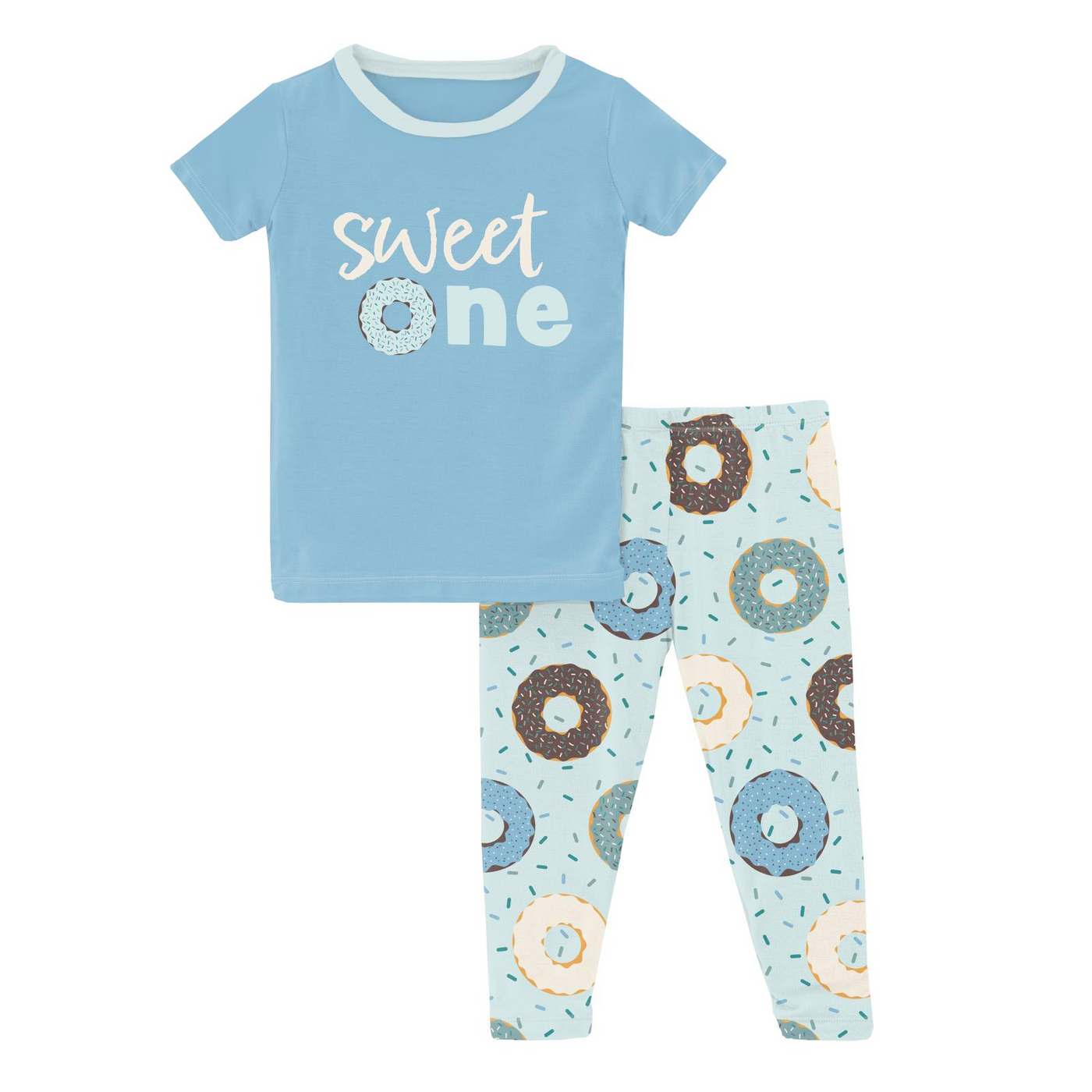 Kickee Pants Graphic Tee Pajama Set: Fresh Air Donuts and Sprinkles