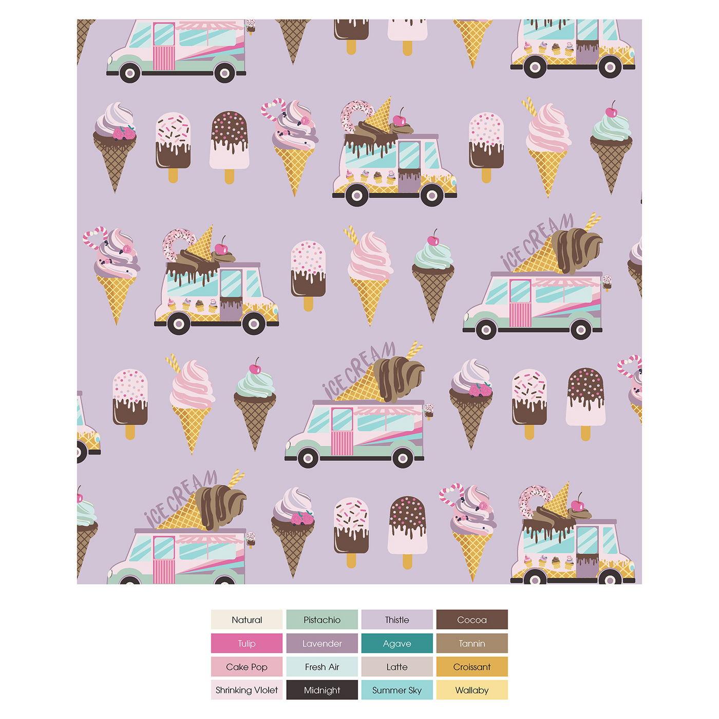 Kickee Pants Pajama Set with Shorts: Thistle Ice Cream Truck