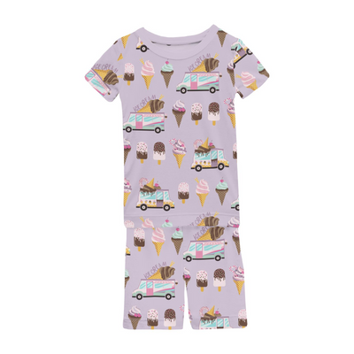 Kickee Pants Pajama Set with Shorts: Thistle Ice Cream Truck