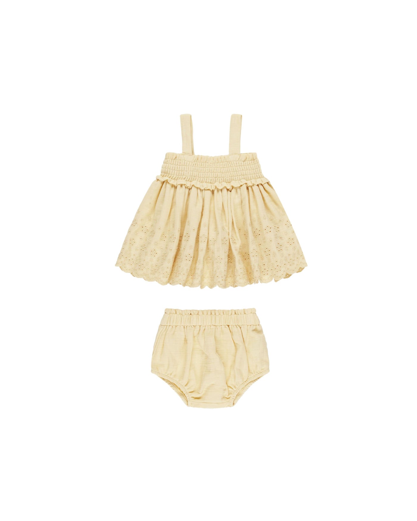 Quincy Mae Mae Smocked Top + Bloomer Set: Yellow