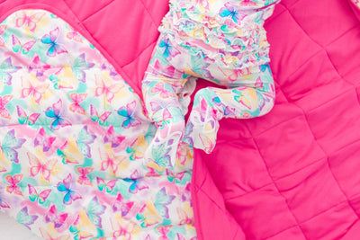 Birdie Bean Ruffle Convertible Romper: Dahlia