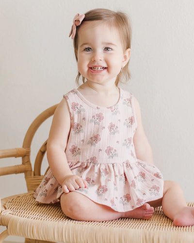 Quincy Mae Ribbed Tank Dress: Roses