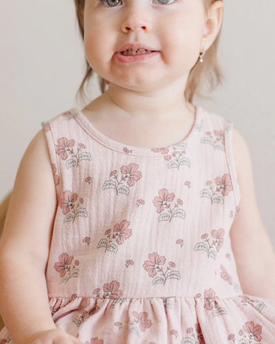 Quincy Mae Ribbed Tank Dress: Roses