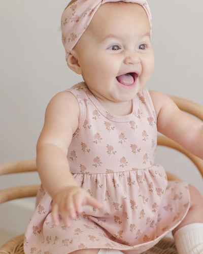 Quincy Mae Ribbed Tank Dress: Roses