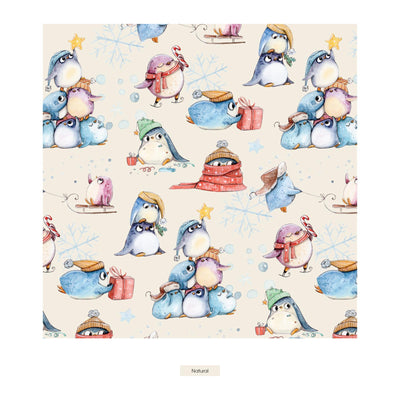 Kickee Pants Quilted Toddler Blanket: Fireside Plaid/Natural Silly Penguins