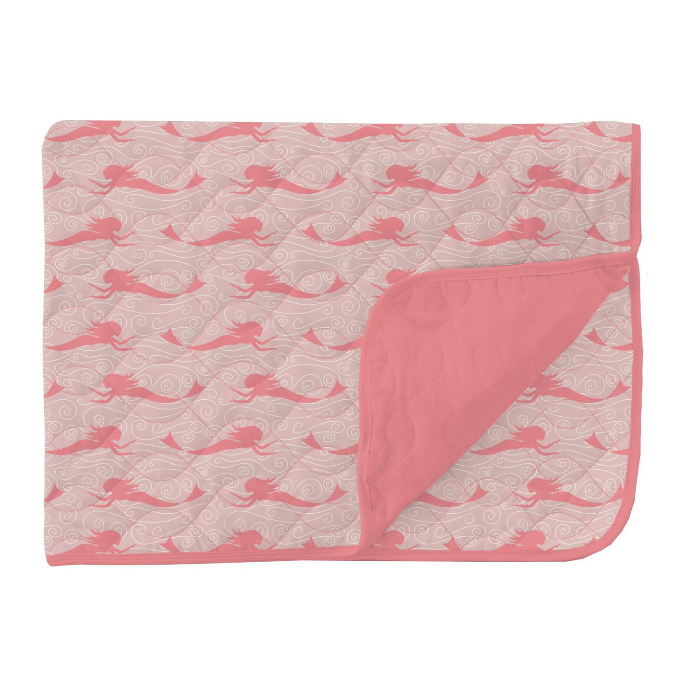 Kickee Pants Quilted Throw Blanket: Baby Rose Mermaids/Strawberry