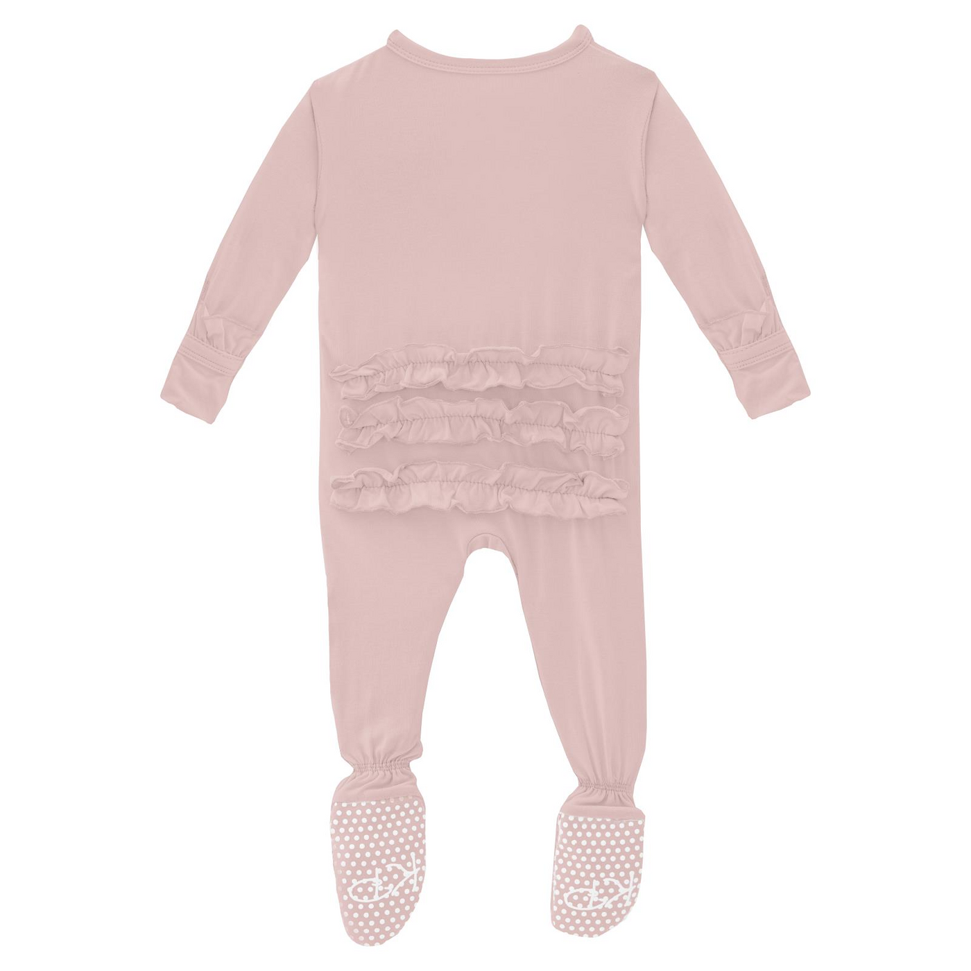 Kickee Pants Classic Ruffle Footie with 2 Way Zipper: Solid Baby Rose
