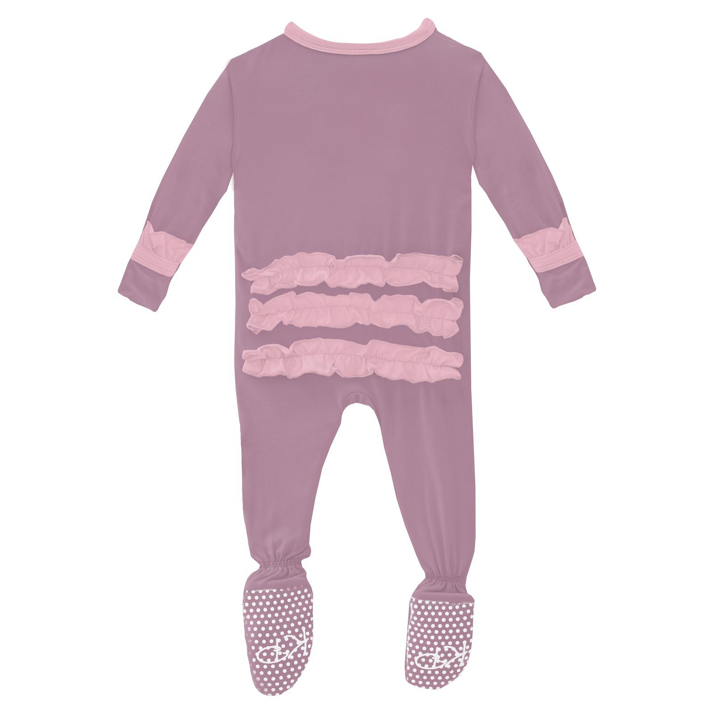 Kickee Pants Classic Ruffle Footie with 2 Way Zipper:  Solid Pegasus with Cake Pop