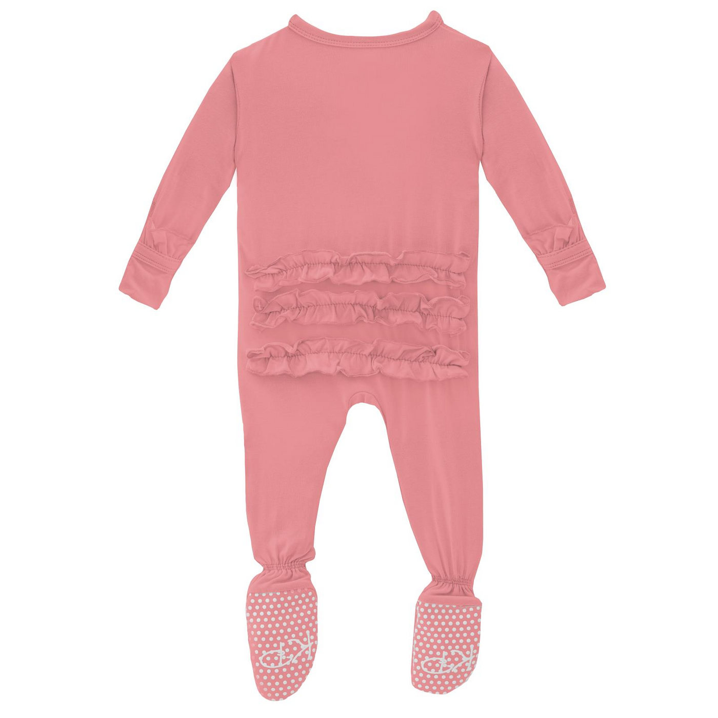 Kickee Pants Classic Ruffle Footie with 2 Way Zipper: Solid Strawberry