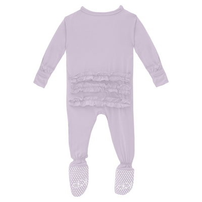 Kickee Pants Ruffle Footie with 2 Way Zipper: Solid Thistle
