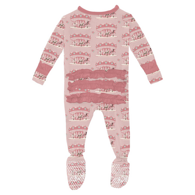Kickee Pants Classic Ruffle Footie with Zipper: Baby Rose Fair Carousel