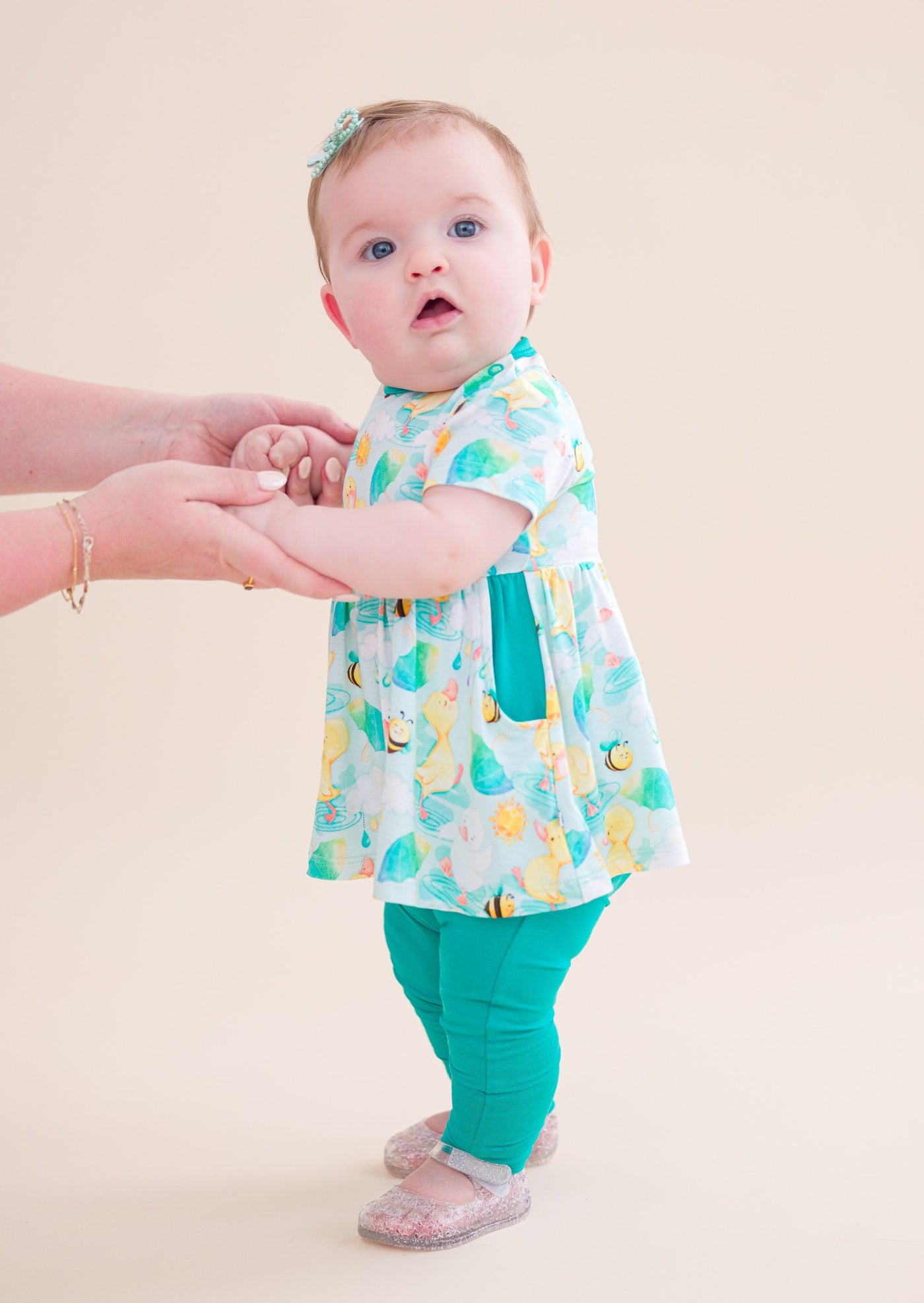 Birdie Bean Peplum Set: Waddles