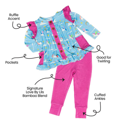 Laree + Co: Sage Bamboo Long Sleeve Peplum + Legging Set