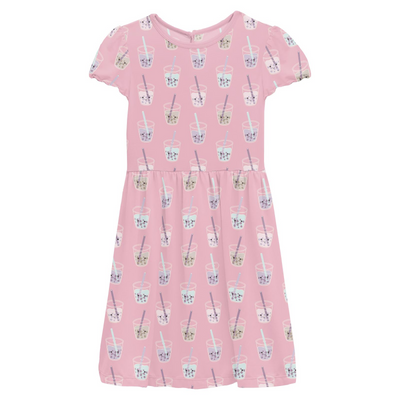 Kickee Pants Flutter Sleeve Twirl Dress with Pockets: Cake Pop Boba