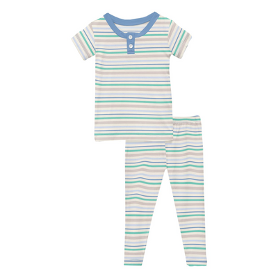 Kickee Pants Henley Pajama Set: Mythical Stripe