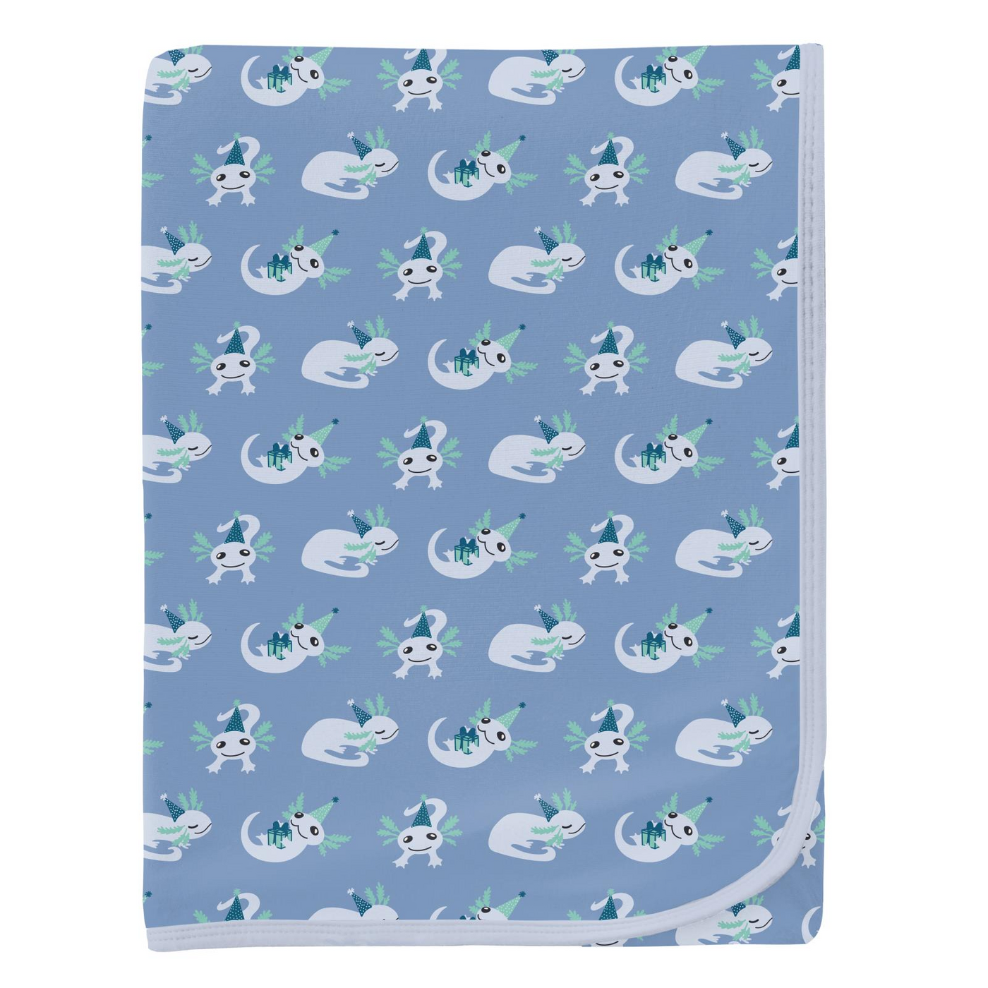 Kickee Pants Swaddling Blanket: Dream Blue Axolotl Party