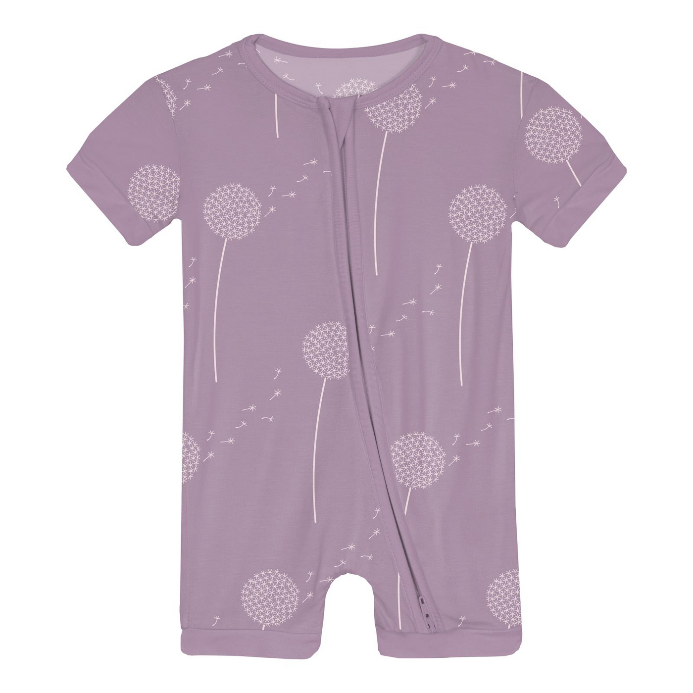 Kickee Pants Shorty Sleeper with Zipper: Lavender Dandelion Wish