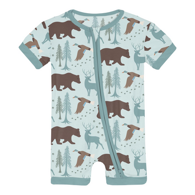 Kickee Pants Shorty Sleeper with Zipper: Fresh Air Forest Adventure