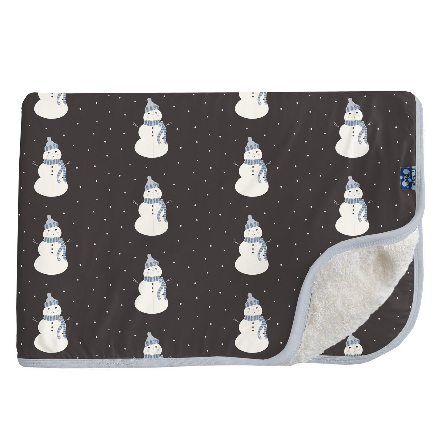 Kickee Pants Sherpa Lined Toddler Blanket: Midnight Tiny Snowman