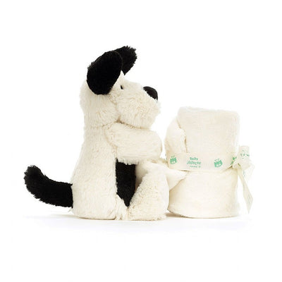 Jellycat: Black and Cream Puppy Soother (12" x 12")