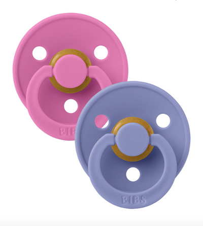 BIBS Pacifiers Classic Round 2 Pack: Bubblegum/Periwinkle