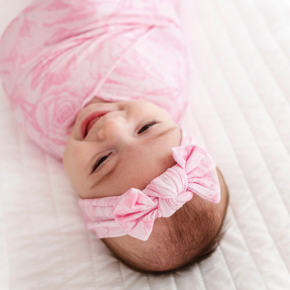 Bums & Roses Swaddle and Headwrap Set: Whispering Roses