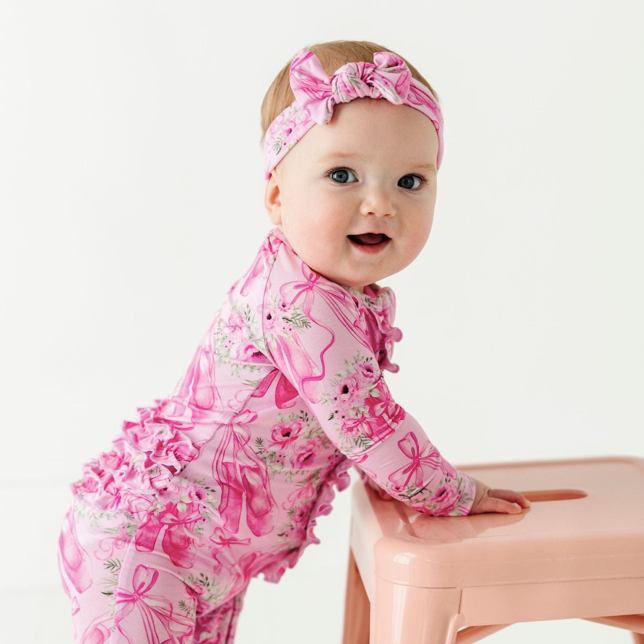 Bums & Roses Convertible Ruffle Romper: Ballet Blooms