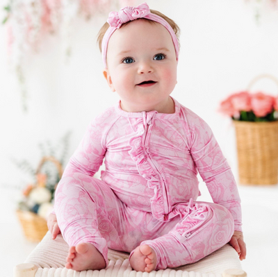 Bums & Roses Convertible Ruffle Romper: Whispering Roses