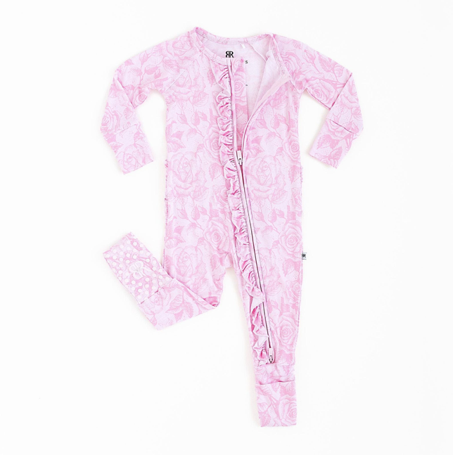 Bums & Roses Convertible Ruffle Romper: Whispering Roses
