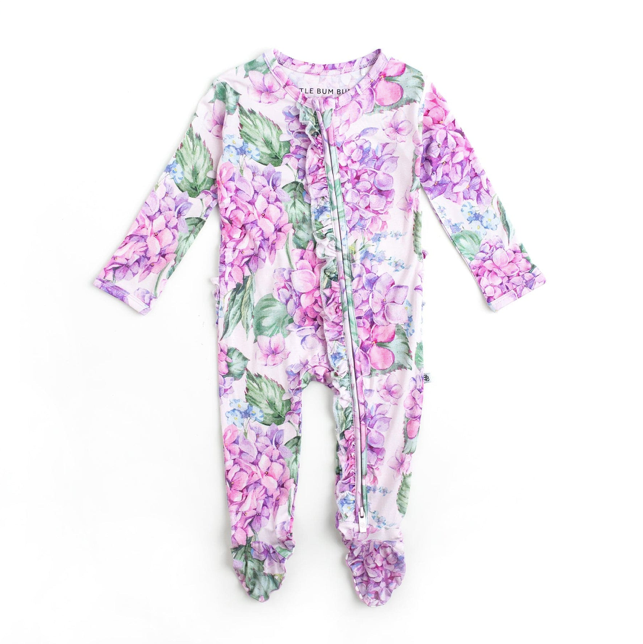 Bums & Roses Ruffle Footie: You Had Me At Hydrangea