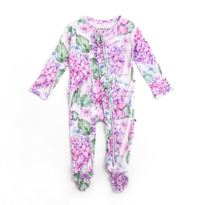 Bums & Roses Ruffle Footie: You Had Me At Hydrangea