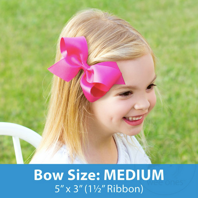 Wee Ones Moonstitch Classic Grosgrain Hair Bow: Navy with White
