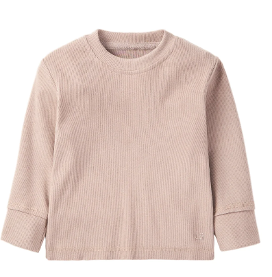 Little Bipsy LONG SLEEVE RIBBED TEE - MUSHROOM