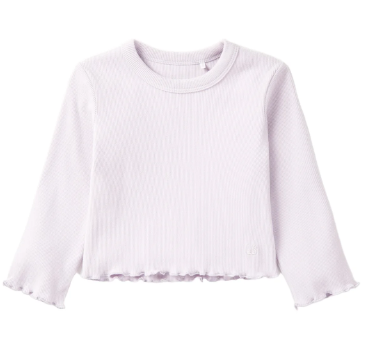 Little Bipsy LONG SLEEVE RIBBED LETTUCE TEE - LILAC