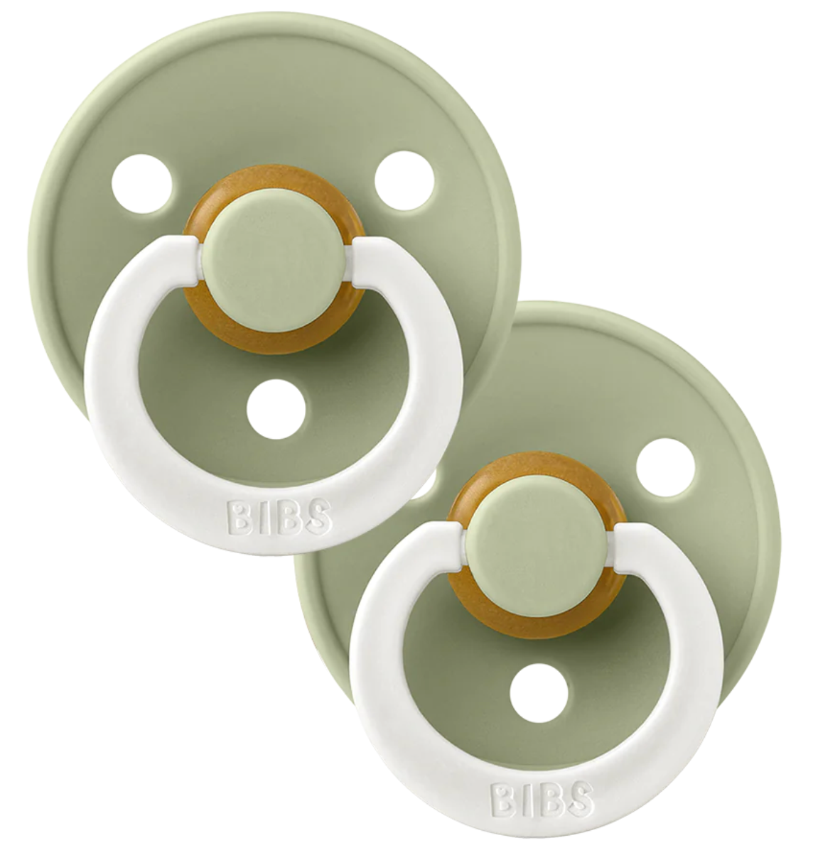 BIBS Pacifiers Classic Round 2 Pack: Sage Glow-In-The-Dark